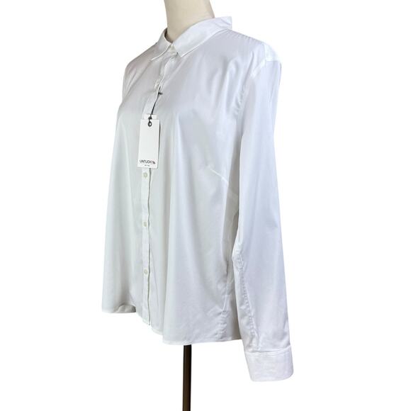 UNTUCKit NWT Bella White Button Down Long Sleeve Collared Cuffs Office Blouse - Picture 5 of 16